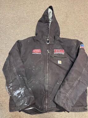 Carhartt coat Sierra Duck coat sherpa lined American flag patch size XL